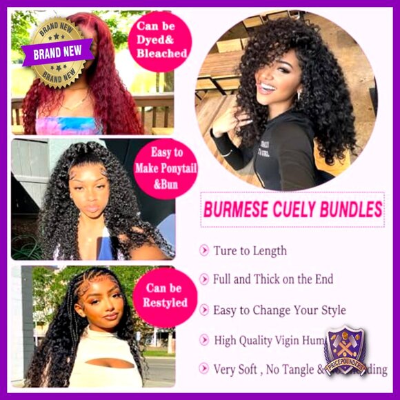 24 26 28 Inch Human Hair Extensions Unprocessed Burmese Curly Bundles main image 4